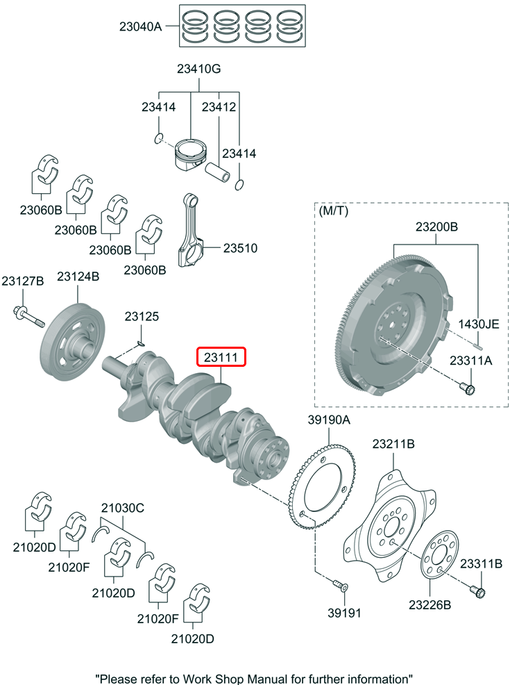 Cốt máy chính hãng HYUNDAI KIA | 231112J002 tại HCM