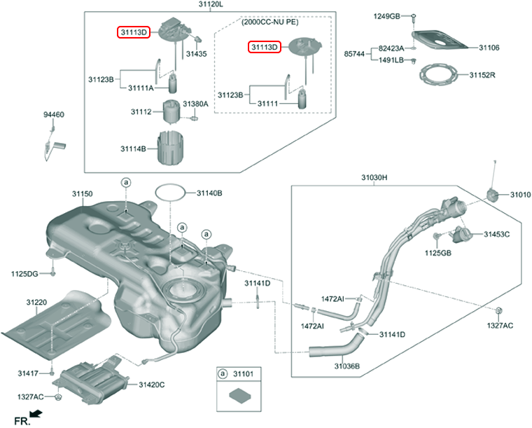 Nắp bơm xăng chính hãng HYUNDAI KIA | 31113N9200 tại HCM