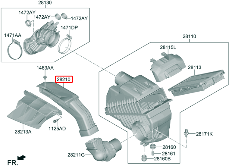 Ống gió bô e chính hãng HYUNDAI KIA trước phần giữa | 28210N9210 tại HCM