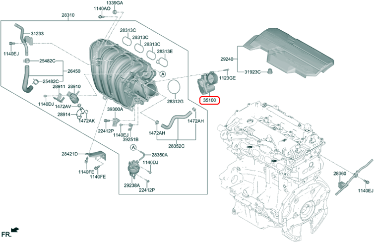 Cụm bướm ga chính hãng HYUNDAI KIA | 351002J101 tại HCM