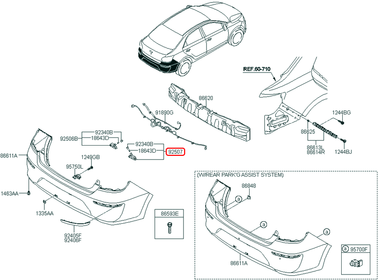 Đèn soi biển số chính hãng HYUNDAI KIA | 925024X000 tại HCM