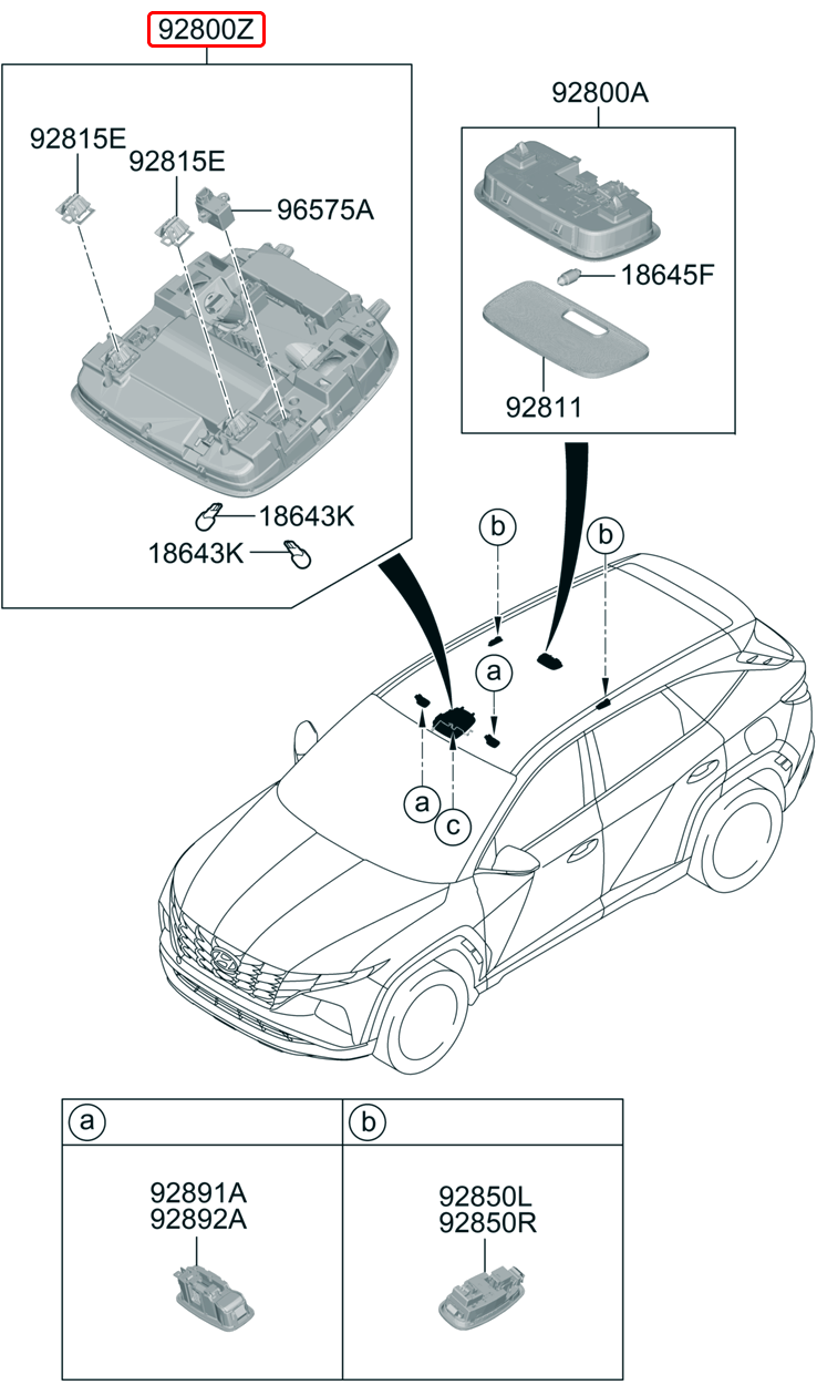 Đèn trần trước chính hãng HYUNDAI KIA | 92800N9110MMH tại HCM