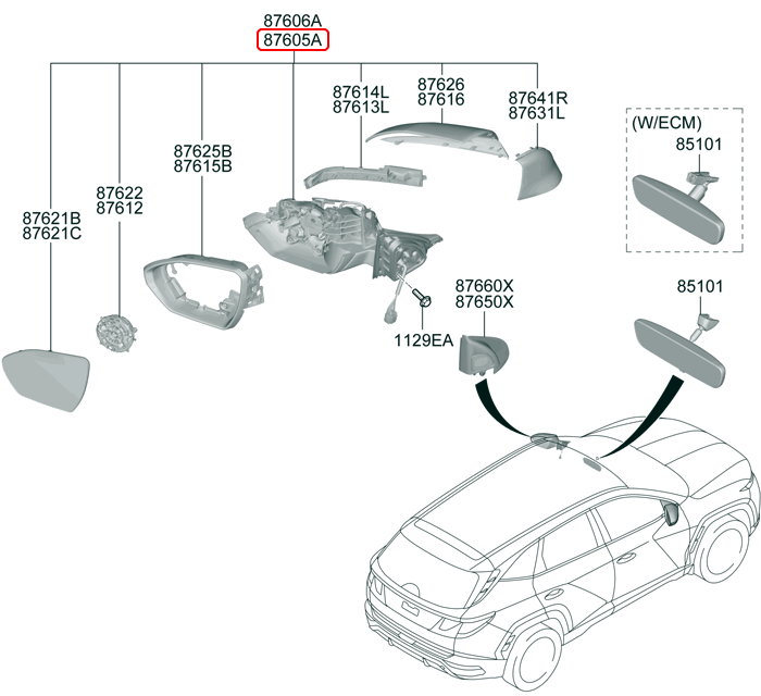 Kính chiếu hậu chính hãng HYUNDAI LH | 87610N9040 tại HCM