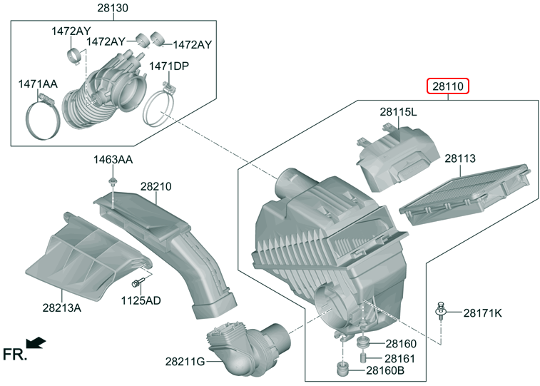 Bầu lọc gió động cơ chính hãng HYUNDAI KIA | 28110N9150 tại HCM