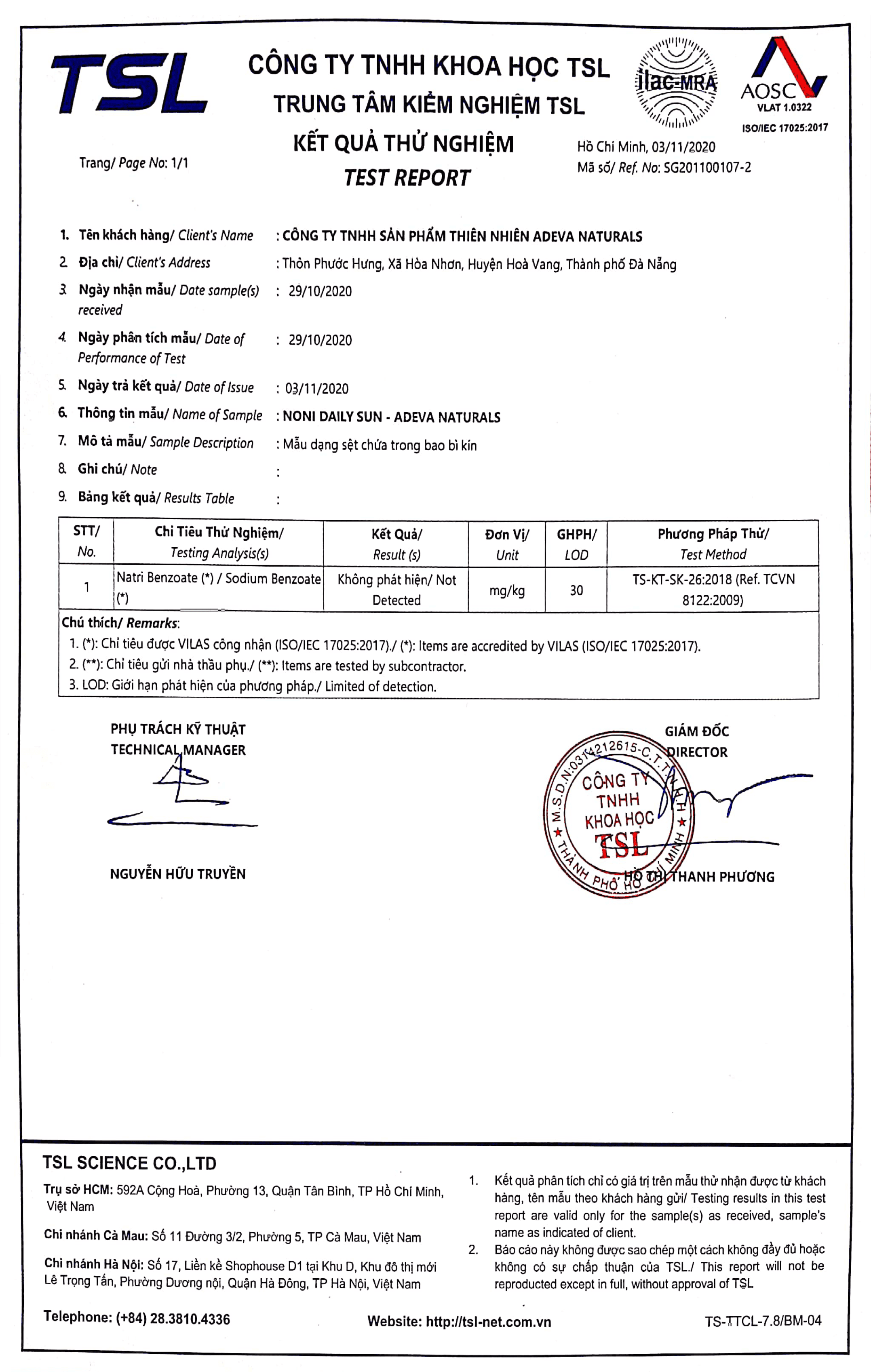 Phiếu kiểm định chất lượng sản phẩm Kem chống nắng Adeva Noni_Đại lý Adeva Noni tại tpHCM_kaizenorganic.vn_0947147234