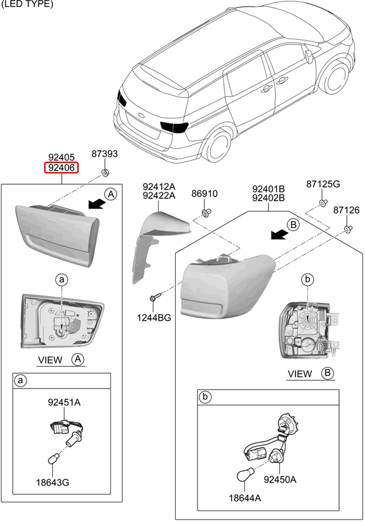 Đèn cốp chính hãng KIA RH | 92404A9700 tại HCM