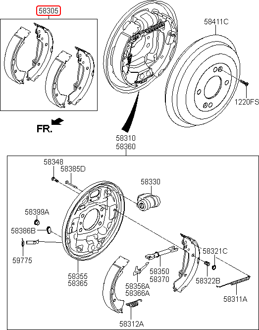 Bố thắng sau chính hãng HYUNDAI | 58350A0A00 tại HCM