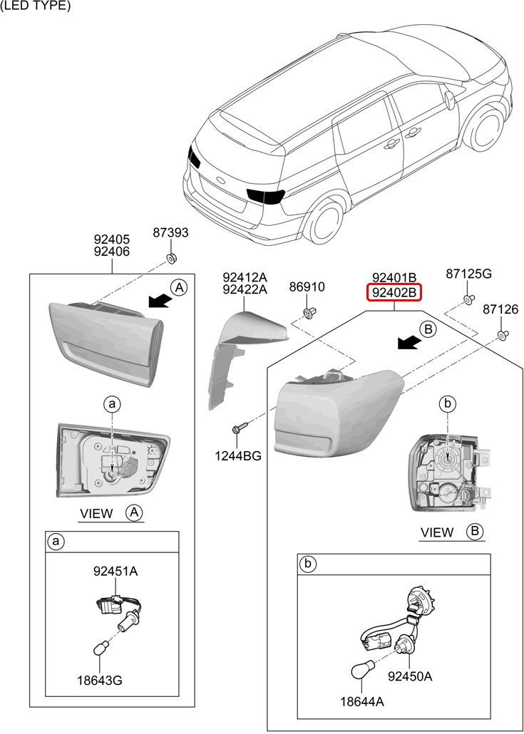 Đèn lái chính hãng KIA RH | 92402A9700 tại HCM