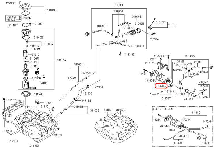 Bầu lọc hơi xăng chính hãng HYUNDAI KIA | 314202H000 tại HCM