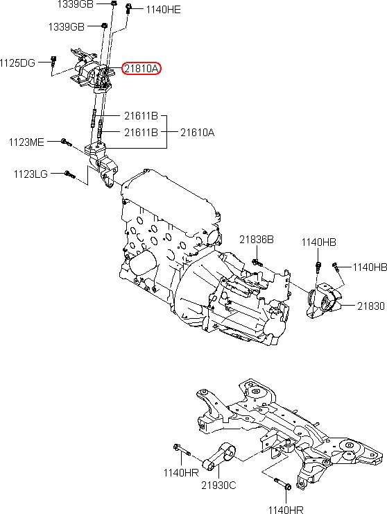 Cao su chân máy chính hãng KIA RH, mã sản phẩm 2181007050, cao su chân máy KIA tại HCM.