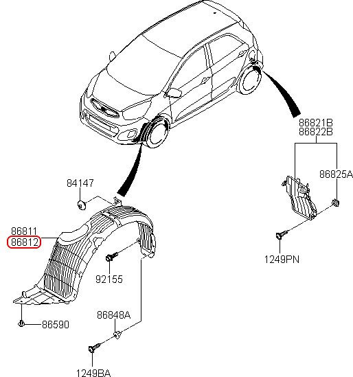 Lòng dè trước chính hãng KIA RH | 868121Y500 tại HCM