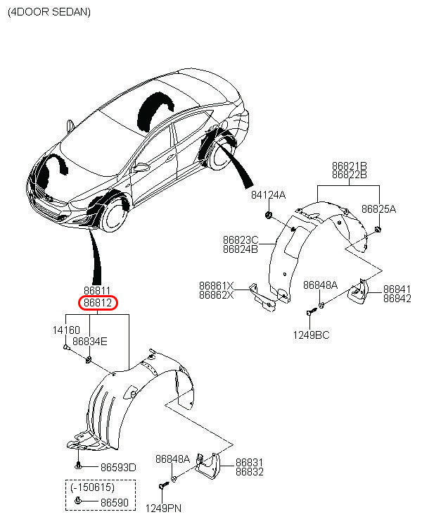 Lòng dè trước Elantra 14 RH, 868123X700, HYUNDAI HCM, KIA HCM, chính hãng HYUNDAI