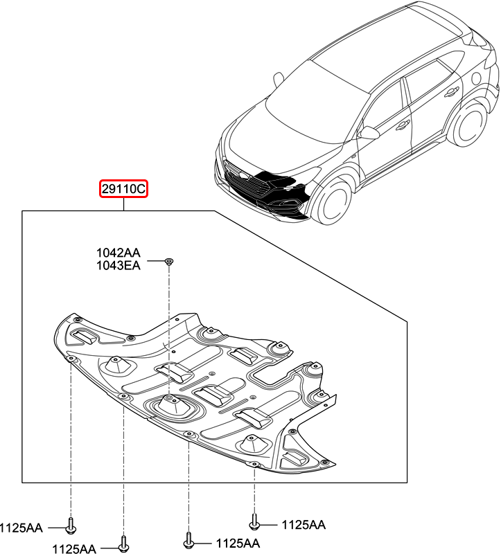 Chắn bùn động cơ chính hãng HYUNDAI | 29110D3500 tại HCM