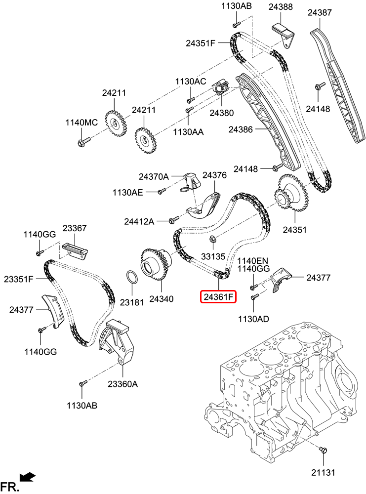 Sên cam chính hãng HYUNDAI | 243614A600 tại HCM