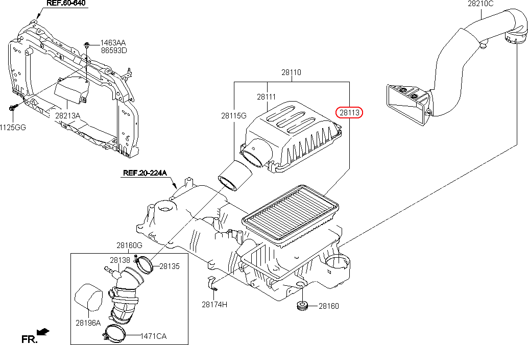 Lọc gió động cơ chính hãng KIA | 281131Y100 tại HCM