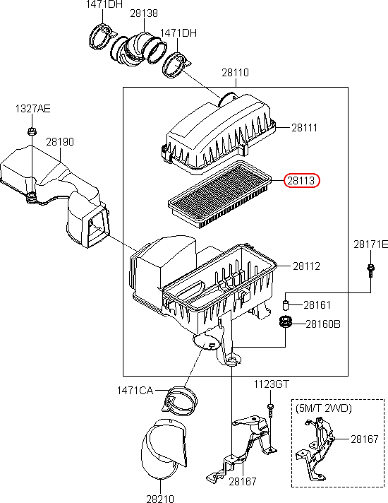 Lọc gió động cơ chính hãng KIA | 2811307900 tại HCM