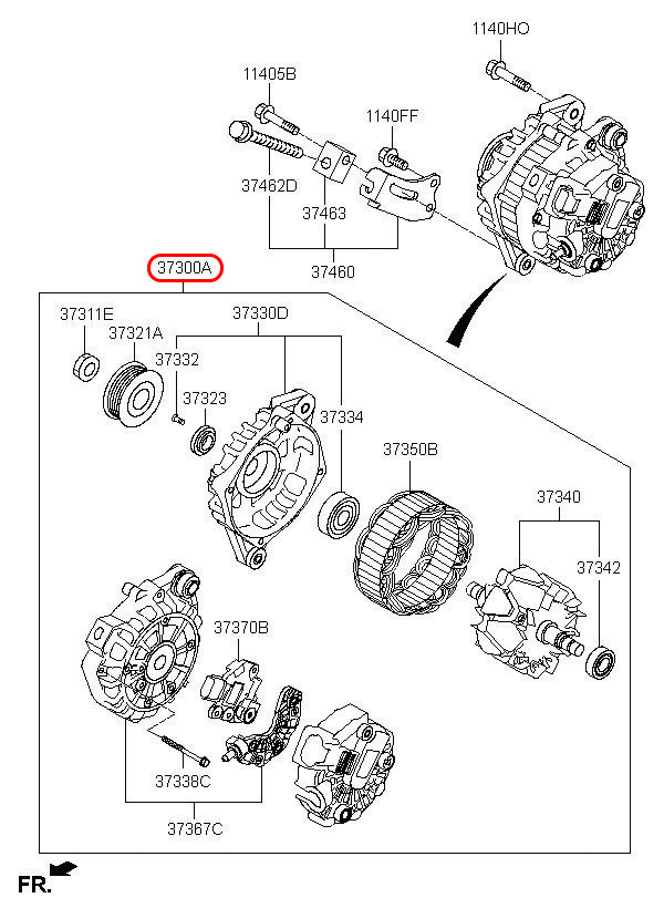 Máy phát Grand i10 1.0 số sàn, 3730004055, 3730004050, HYUNDAI HCM, KIA HCM, chính hãng HYUNDAI