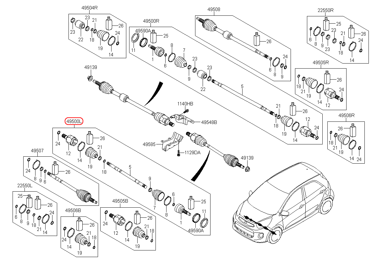 Cây láp chính hãng KIA LH | 495001Y210