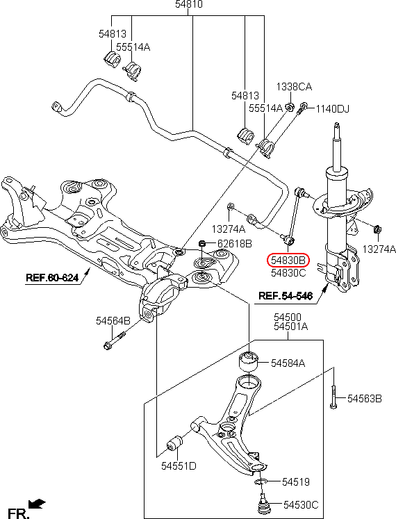 Rô tuyn cân bằng trước KIA Morning 12-18 LH, 548301J000,chính hãng KIA HCM