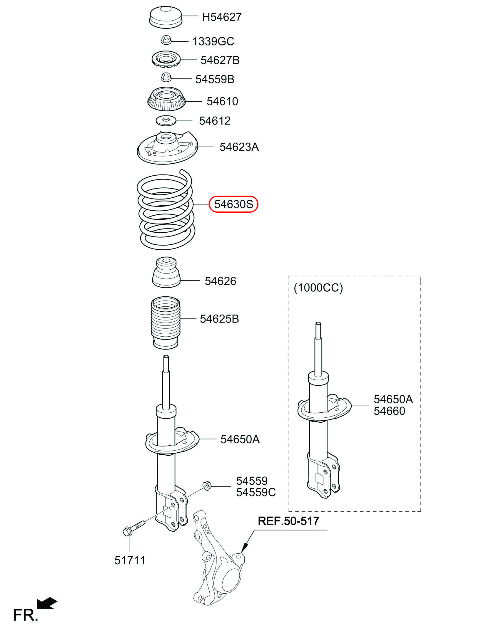 Lò xo nhún trước EON, 546304N000, HYUNDAI HCM, KIA HCM, chính hãng HYUNDAI