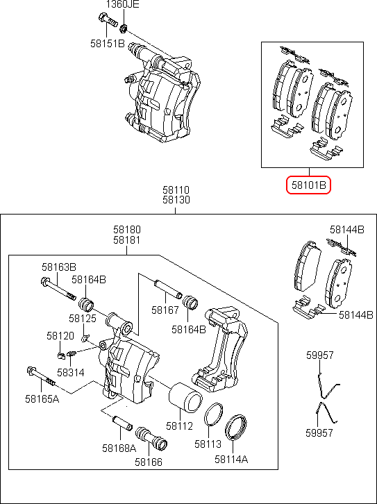 Bố thắng trước hiệu Hi-Q  581011YA15, phụ tùng Kaizen.