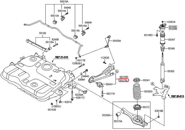 Thanh giằng dọc sau chính hãng KIA LH | 552701D000 tại HCM