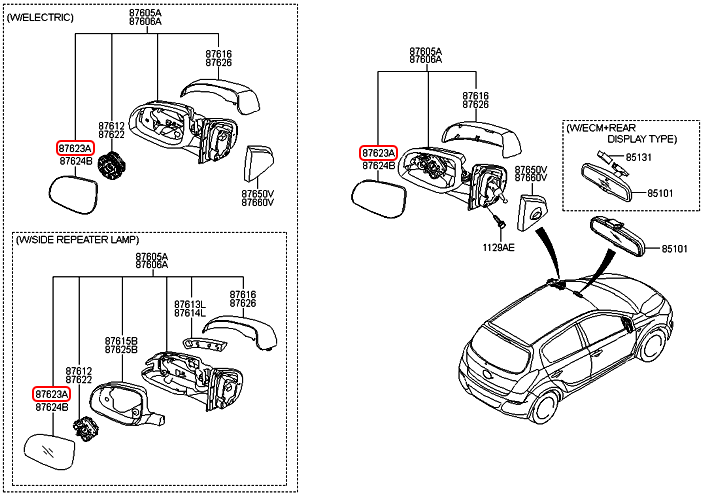 Mặt kính chiếu hậu chính hãng HYUNDAI LH | 876111J000 taị HCM