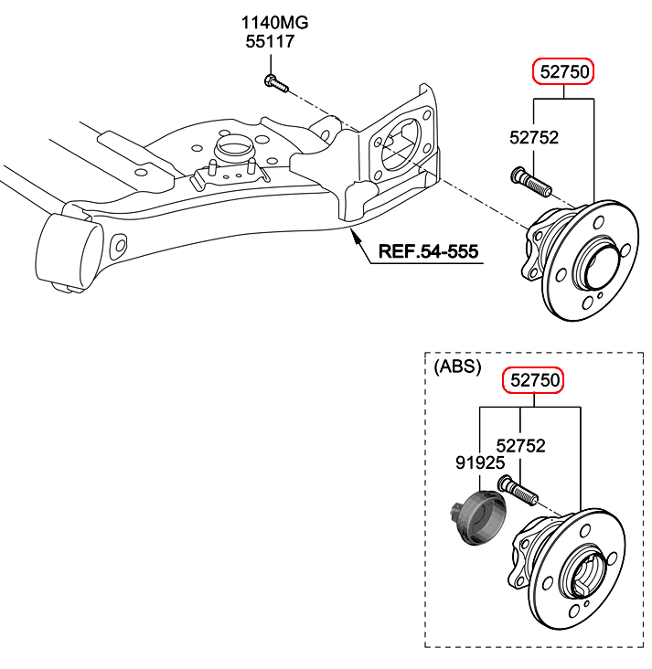 Bạc đạn bánh sau chính hãng HYUNDAI | 527501G101