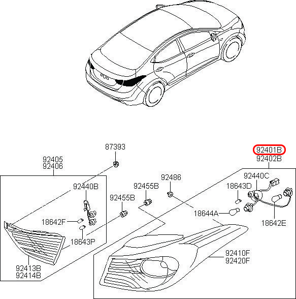 Đèn lái Elantra 2012 LH, 924013X010, HYUNDAI HCM, KIA HCM, chính hãng HYUNDAI