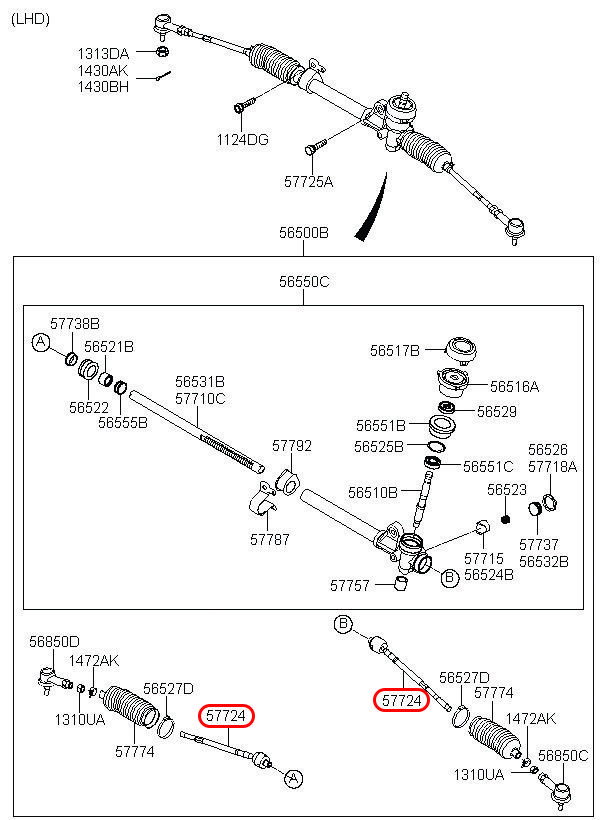 Rô tuyn lái trong EON, 577244N000, HYUNDAI HCM, KIA HCM, chính hãng HYUNDAI