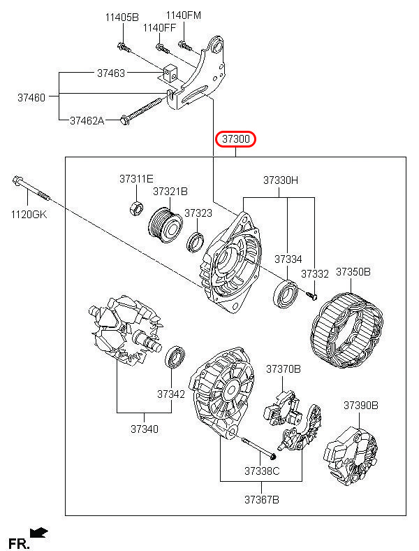 Máy phát Rio 15, 373002B510, HYUNDAI HCM, KIA HCM, chính hãng HYUNDAI