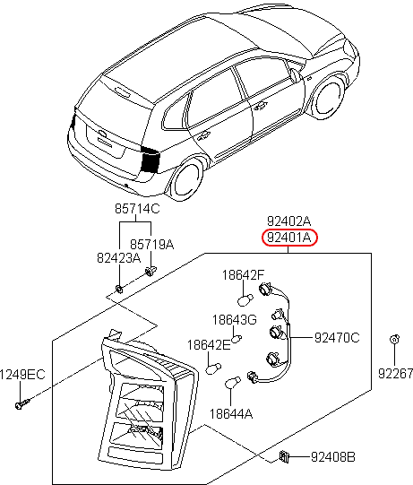 Đèn lái chính hãng KIA RH | 924021D032 tại HCM