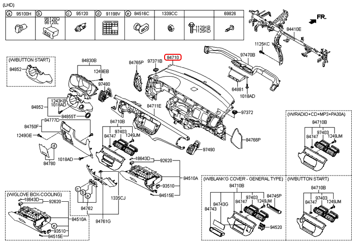 Táp lô chính hãng KIA | 847101W100HU tại HCM