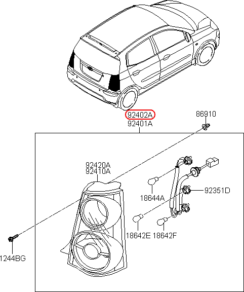 Đèn lái chính hãng KIA RH | 9240207720 tại HCM