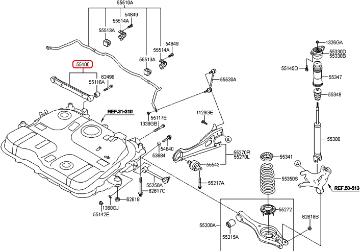 Thanh giằng ngang chính hãng KIA | 551001D000 tại HCM