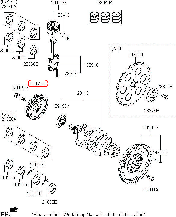 Puly cốt máy Grand i10 1.0 AT, 2312404400, HYUNDAI HCM, KIA HCM, chính hãng HYUNDAI