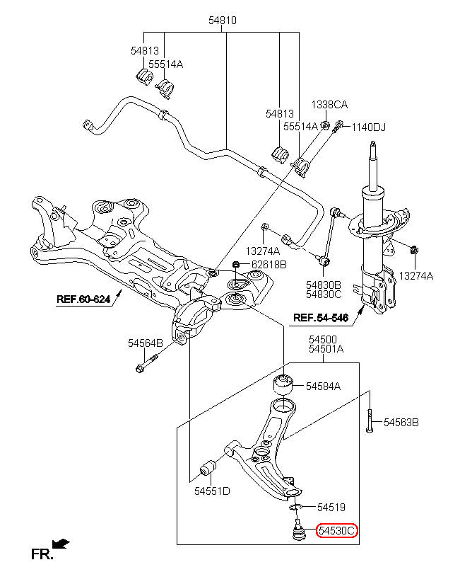 Rô tuyn trụ KIA Morning đời 2012 - 2016, 545302K000, hiệu YULIM tại HCM.