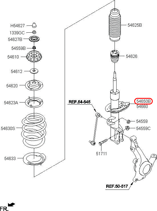 Nhún trước i20 Active LH, 54650C7000, HYUNDAI HCM, KIA HCM, chính hãng HYUNDAI