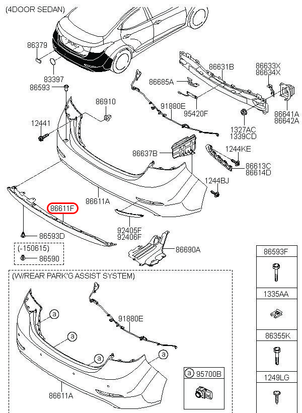 Ốp dưới cản sau Elantra 14, 866123X700, HYUNDAI HCM, KIA HCM, chính hãng HYUNDAI