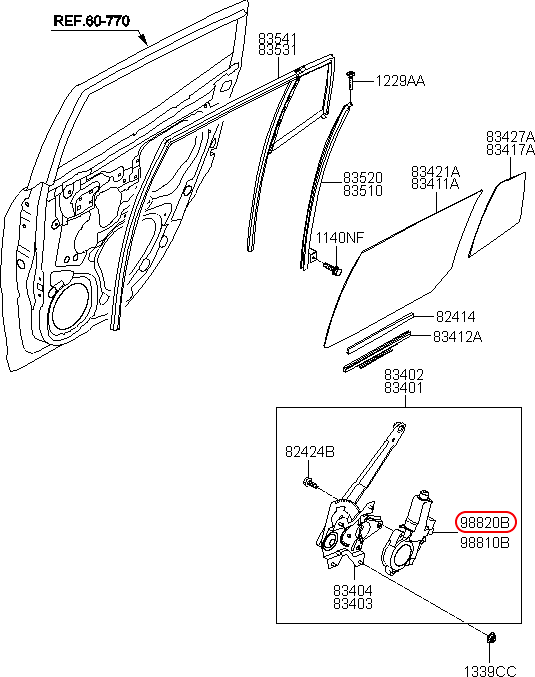 Mô tơ nâng kính sau chính hãng KIA RH | 9882007010