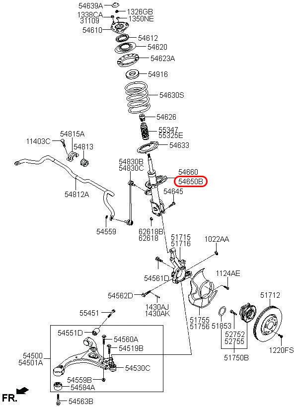 Nhún trước Veracruz LH, 546503J000, 546503J200, HYUNDAI HCM, KIA HCM, chính hãng HYUNDAI