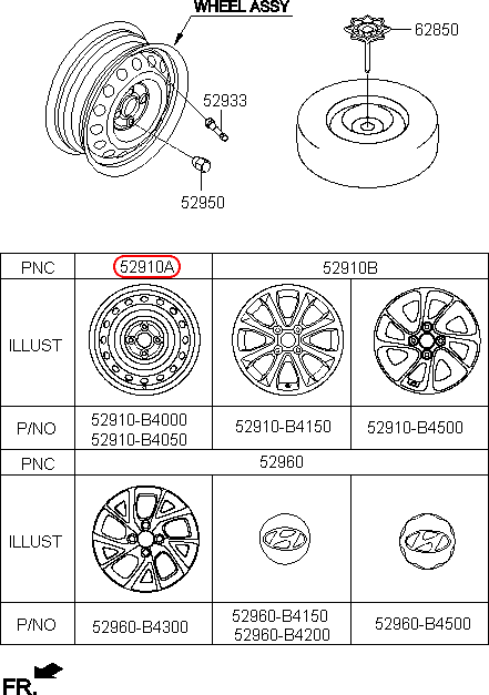 Mâm sắt Grand i10 14-17 14 in, 52910B4000, HYUNDAI HCM, KIA HCM, chính hãng HYUNDAI