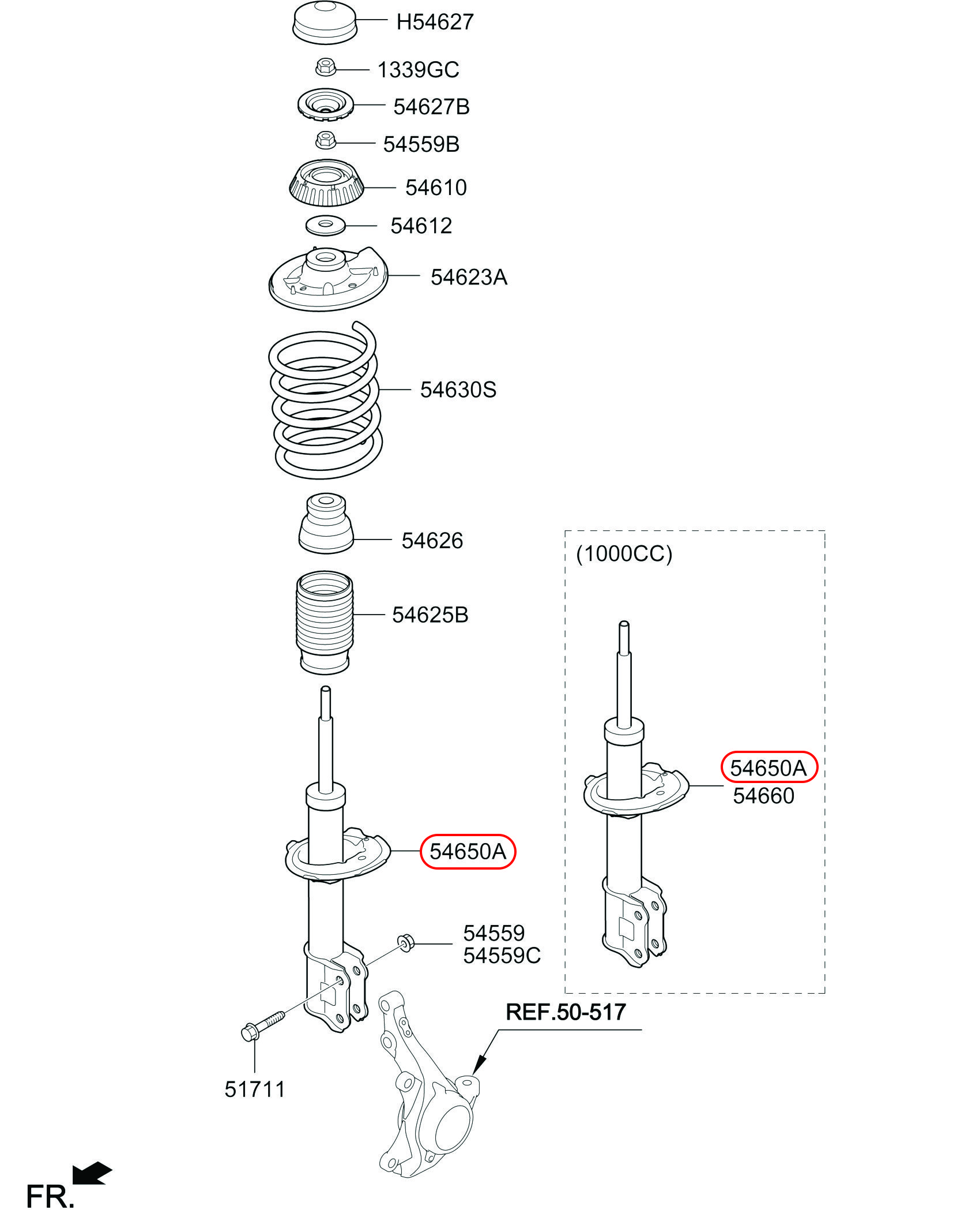 Nhún trước EON LH+ RH 0.8, 546504N000, HYUNDAI HCM, KIA HCM, chính hãng HYUNDAI