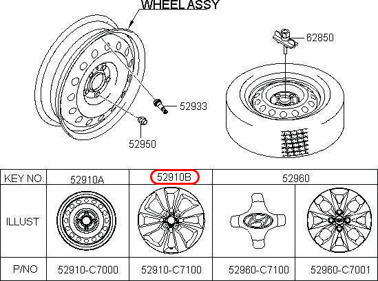 Mâm đúc xe i20 Active, 52910C7200, HYUNDAI HCM, KIA HCM, chính hãng HYUNDAI