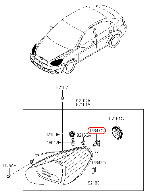 Bóng đèn pha cos H4, 1864761566, chính hãng KIA tại HCM.