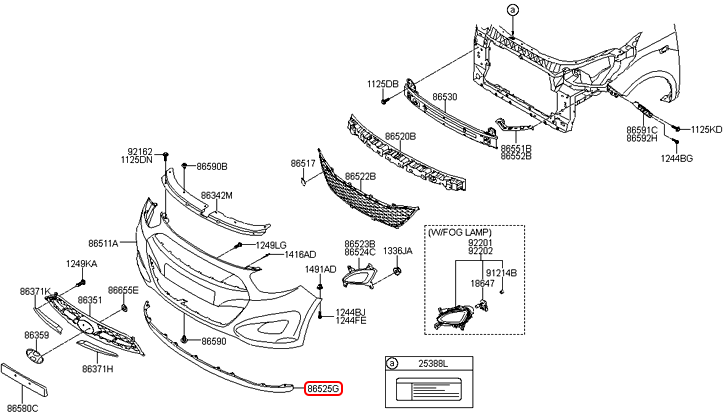 Nẹp dưới cản trước chính hãng HYUNDAI | 865250X200 tại HCM