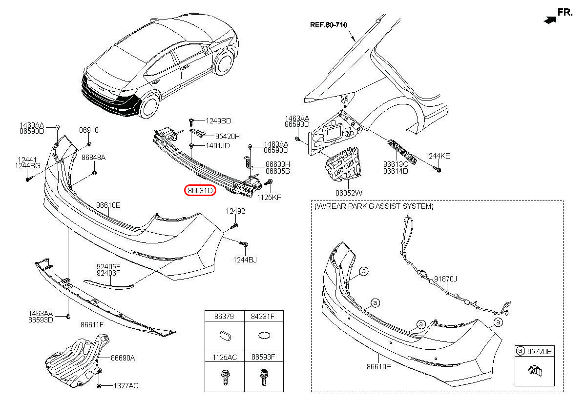 Xương cản sau Elantra 16, 86631F2020, HYUNDAI HCM, KIA HCM, chính hãng HYUNDAI