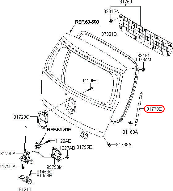 Ty cốp sau i10 2010, 817700X001, HYUNDAI HCM, KIA HCM, chính hãng HYUNDAI