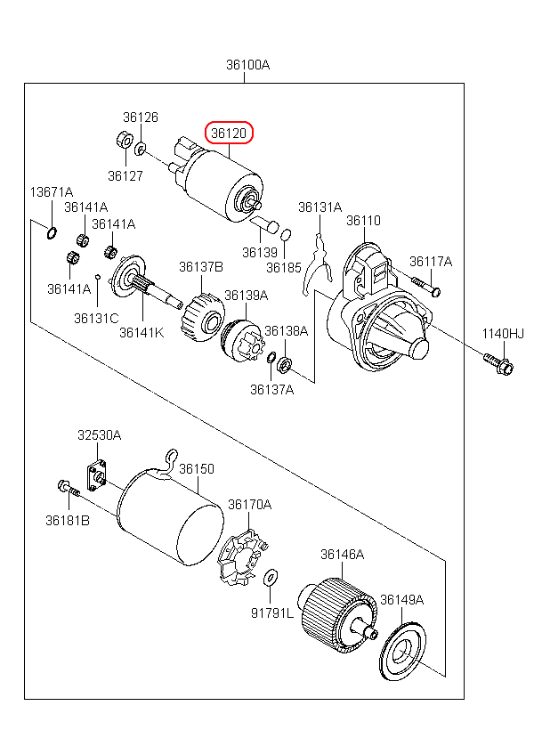 Rơ le đề chính hãng KIA | 361203E020