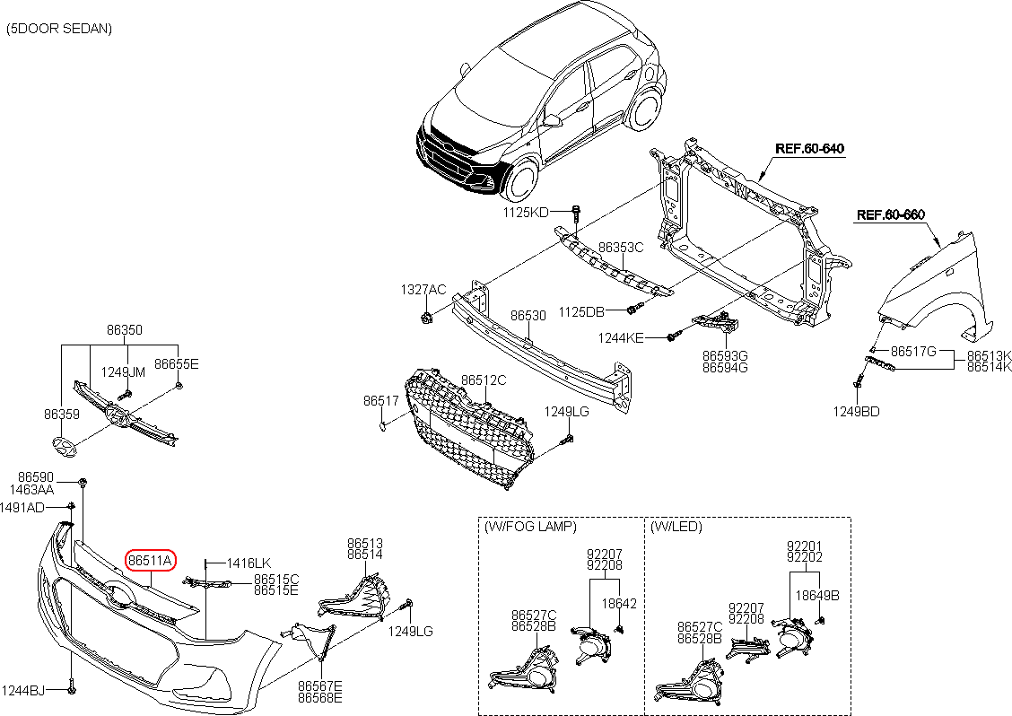 Cản trước HYUNDAI Grand i10 17 5 cửa, 86511B4500, chính hãng HYUNDAI